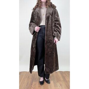 Vintage Faux Fur Long Maxi Coat Jacket Oversized Mob Wife Fall Winter Luxury 1X